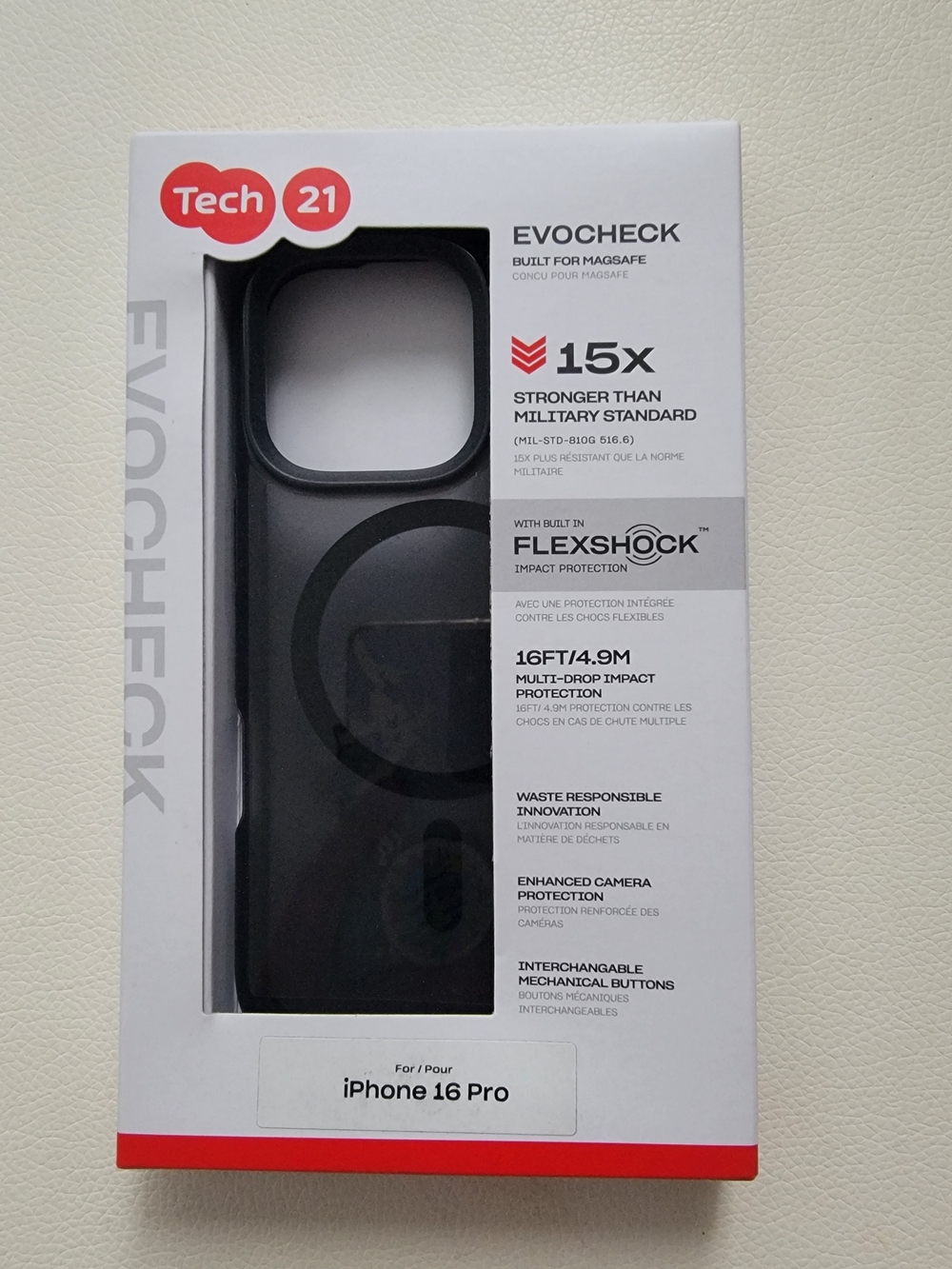 tech21 EvoCheck MagSafe Case for iPhone 16 Pro - Black/Smoke